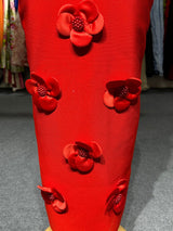 phoenix 3d flower sequin halter bandage maxi dress in red