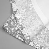 crop top drape skirt set in silver