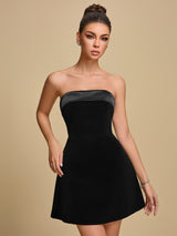 phoebe Black Velvet Strapless Mini Dress