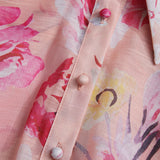 orange jenny floral printed shirt shorts set