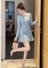 sylvia rhinestone neck cutout mini dress in blue