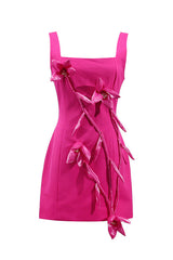 Bethany 3d flower sleeveless Mini Dress In Purple