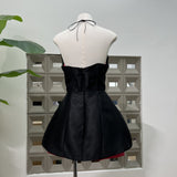 Rose Flower Ruffled Floral mini dress in Red