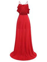 winifred 3d flower strap maxi dress in red