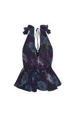 floral print Chiffon Ruffle Top