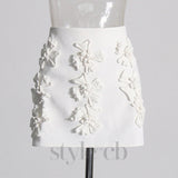 WHITE ANAXANDRA WHITE FLOWER MINI SKIRT