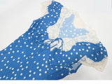 lyuba polka dot Lace-trimmed V-neck maxi dress in blue