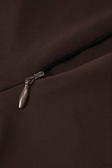 pleated Strappy Draped slit Maxi Dress in brown