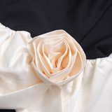 lyuba 3D Flower Contrast Color Bandage Mini Dress