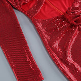 FLOWER EMBELLISHED CUTOUT SEQUIN MAXI DRESS IN RED