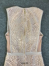 gloria Lace Bandage midi Dress in Blush