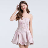 lisa jacquard fishbone bodice A-line mini dress in pink
