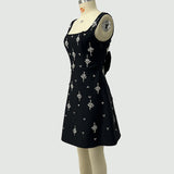 adora Sleeveless Diamond Bow Bandage Mini Dress in black