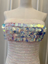 kimberley beige off-shoulder Sleeveless sequin jersey Maxi Dress