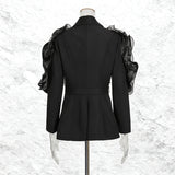 ashley Ruffle embellished Blazer in black