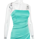 STRAPLESS CORSET DRESS IN GREEN