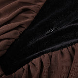 velvet mesh patchwork maxi dress in black