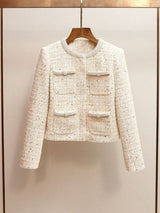 lillian Cream Embellished Boucle Jacket