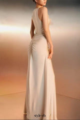 nicola Flower bow pleated bodycon maxi dress in white