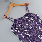 virginia Strappy Sequin Embellished Mini Dress in purple