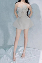 alberta bowknot strapless mini dress in camel