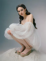 winni strapless mesh mini dress in white