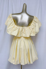 Ruffle Off-Shoulder puffy Mini Dress in yellow