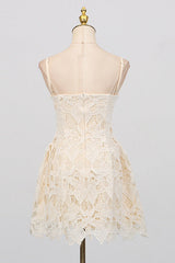 Lace hollow Sleeveless Mini Dress in yellow