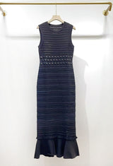 valerie Studded Knit sleeveless Midi Dress in black