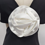 flower V-neck Hollow Out maxi Dress in black