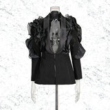 ashley Ruffle embellished Blazer in black