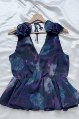 floral print Chiffon Ruffle Top