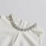 alyssa Round neck diamond sleeveless dress in white