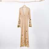 elma Golden Aura v-neck Knitted maxi Dress
