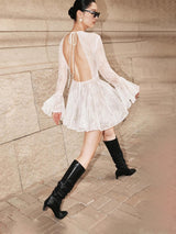 bblythe tulle lace backless mini dress in white