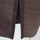 chocolate halter bodycon midi bandage dress