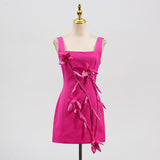 Bethany 3d flower sleeveless Mini Dress In Purple