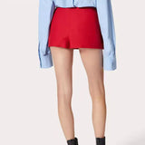 3D FLOWER EMBELLISHED SKIRT IN RED