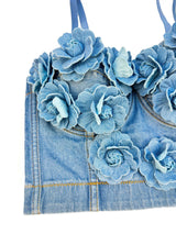 Denim Top With Roses