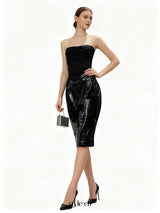 miriam black Sleeveless strapless cropped top mini skirt