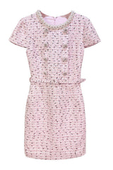 Embellished Bouclé Mini Dress in pink