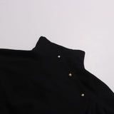 Button-embellished cotton-jersey top maxi skirt suit in black