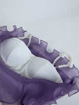 purple gradient pleated ruffle trim layered mini dress