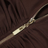 long sleeve mesh insert draped maxi dress