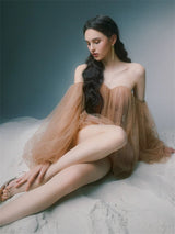 winni strapless mesh mini dress in kahki