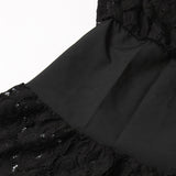 vanessa Long Sleeves Layered Lace Mini Dress in black