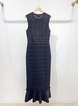valerie Studded Knit sleeveless Midi Dress in black