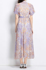 eileen multicolor single-breasted printed midi dress