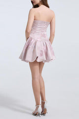 lisa jacquard fishbone bodice A-line mini dress in pink
