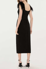 josephine Bows High Slit Diamond Bandage Midi Dress